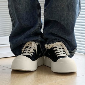 Zapatos casuales negros para hombre, zapatillas blancas, zapatos de suela gruesa que aumentan la altura, estilo británico, zapatos de ala ancha para hombre - Product Image 3