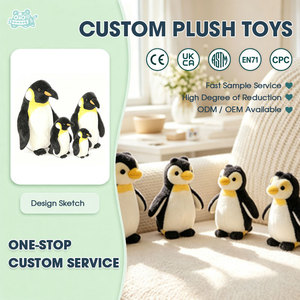 Ensemble de jouets en peluche pingouin, 4 pièces, adorables pingouins en peluche noir et blanc, peluches antarctiques pour enfants, peluches personnalisées OEM - Product Image 1