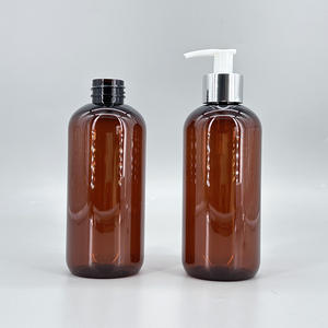 Fournisseur de l'usine de bouteille ronde boston ambrée vide de 360ml 480ml en plastique PET bouteille de lotion vaporisateur à pompe pour emballage cosmétique - Product Image 3