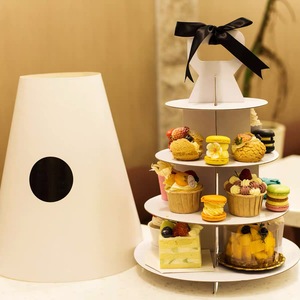 Custom Printed Corrugated Board Cardboard Party Cake Tower Stand Box With Handle