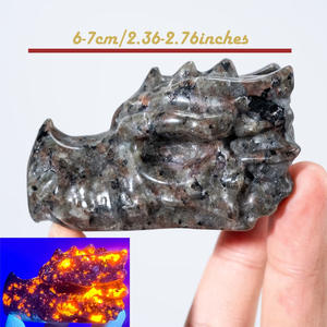 Venta al por Mayor de Calaveras de Dragón Yooperlite Talladas en Cristal con Luz UV, Pulimentadas y de Alta Calidad, para Feng Shui - Product Image 2
