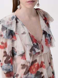 Chic çiçek baskı uzun kollu Maxi elbise kadın giyim 2-Piece Set uzun kollu baskılı gömlek + yüksek belli etek Suit - Product Image 2