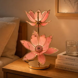 Lampe sur pied élégante PJX pour salon, en fer, avec éclairage LED E27, décoration moderne, avec fleur de lotus rose luxueuse - Product Image 4