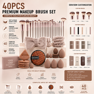 Ensemble <span class=keywords><strong>de</strong></span> 40 <span class=keywords><strong>pinceaux</strong></span> <span class=keywords><strong>de</strong></span> maquillage OEM ODM avec éponge, logo personnalisé, marque privée, <span class=keywords><strong>kit</strong></span> <span class=keywords><strong>de</strong></span> <span class=keywords><strong>pinceaux</strong></span> cosmétiques en gros - Product Image 2