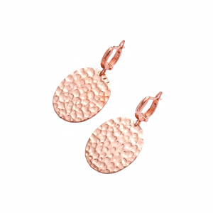 Dainty Hammered Oval Shape 925 Sterling Silver Dangle <b>Earring</b> Turkish Wholesale <b>Fine</b> Jewelry for Women - Product Image 2