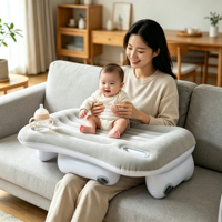 Cama Inflable para Niños Pequeños, Portavasos para Biberones, Artículos Esenciales para Viajes de Bebés, Escritorio Gris Multifuncional para Leer, Escritorio para Computadora Portátil en la Cama