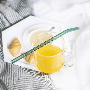 <span class=keywords><strong>Paille</strong></span> en <span class=keywords><strong>verre</strong></span> borosilicate transparente résistante à la chaleur, style Ins, créative, réutilisable, coudée et filetée - Product Image 3
