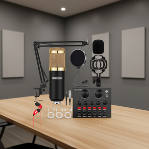 Paquete de 5 micrófonos de condensador con soporte de brazo y cable XLR para grabación en estudio, podcast, transmisión en vivo de YouTube - Product Image 2