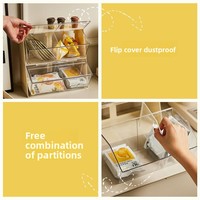 Boîte de rangement pour sachets de thé en plastique anti-poussière avec couvercle, compartiments empilables, style japonais, extra-large, organisation de bureau, tiroir pour étudiants