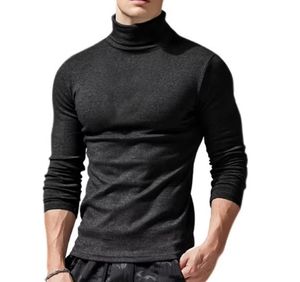 <span class=keywords><strong>Camiseta</strong></span> de Manga Larga con Cuello Alto para Hombre, de Alta Calidad, Ajustada, Cómoda y Cálida, para Primavera y Otoño - Product Image 1