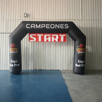 Arche de course gonflable noire personnalisée, directement de l'usine, avec logo, pour la ligne de départ/arrivée de ligue de football, publicité et décoration d'événements