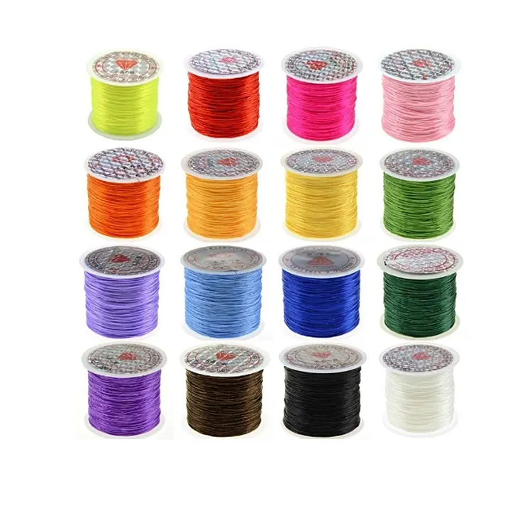 Wholesale 100m Colored Flat Elastic String For Jewelry Beading Buddhist Prayer Bead Wire
