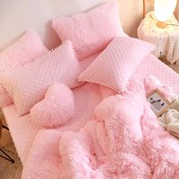 Parure de lit rose moelleuse pour lit queen, ensemble de literie rose doux et duveteux 3 pièces (1 housse de couette, 2 taies d'oreiller) pour OEM