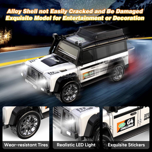<span class=keywords><strong>Coche</strong></span> de Control Remoto 1:64 2.4Ghz, Luces LED Recargables por USB, Mini <span class=keywords><strong>Coche</strong></span> Todoterreno, Remolque RC para Niños - Product Image 2
