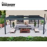 Gazebo extérieur Cort Pavilion persiennes latérales Auvent Arche en bois Pergola en aluminium Pergola à persiennes Pergola manuelle