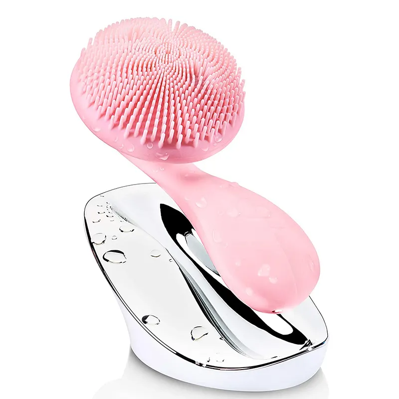 2024 New Hot Mini Magnetic Vibration Electric Silicone Facial Cleansing Brush With Suction