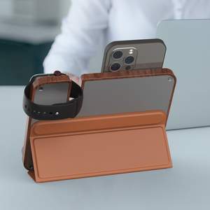 Soporte de carga rápida de bambú 3 en 1 de 15W, soporte <span class=keywords><strong>para</strong></span> teléfono, dispositivos tecnológicos de escritorio, madera <span class=keywords><strong>para</strong></span> <span class=keywords><strong>iPhone</strong></span>, cargador inalámbrico <span class=keywords><strong>para</strong></span> Airpods - Product Image 2