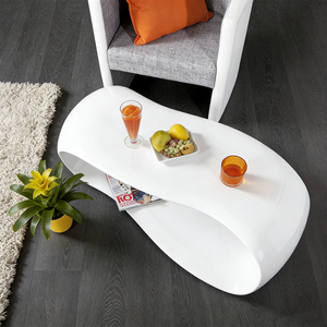 Tavolino da Centro Creativo in Fibra di Vetro, Finitura Bianca Lucida Contemporanea, Scrivania da Tè in Stile Art Déco, Arredamento in Fibra Rinforzata - Product Image 3