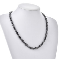 Collier unisexe fait main avec perles de hématite magnétique simples et chaîne en bambou, bijoux hip-hop transfrontaliers