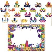 Nouvel ensemble de 21 accessoires de cadre photo en papier à thème amusant, multicolore, motif floral moderne, pour fête brésilienne