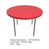 Table pliante ronde en plastique, gain de place, pieds robustes, pour une utilisation en intérieur et en extérieur