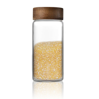 Pot en verre borosilicate de qualité alimentaire JM, forme ronde, pour miel et confiture, avec couvercle en bois d'acacia, récipient de stockage anti-humidité