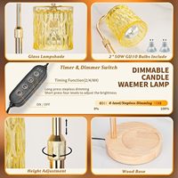 Elektrischer Sojawachs-Schmelzwärmer aus Massivholz und Glas mit Einstellbarer Helligkeit Moderne Schreibtischlampe Tisch-Aromabrenner für Innenräume Kerzen