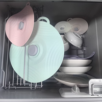 Couvercle pliable en silicone anti-débordement et anti-poussière, design bicolore pour casseroles et bols de cuisine, moderne, minimaliste, réutilisable, à ventouse