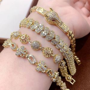 Gold Plated Shiny Zircon Diamond <b>Bracelet</b> Sparkling Cubic Diamond Micro-Paved Mix Bangle Luxury Micro-Inlaid Zircon <b>Bracelet</b> - Product Image 3