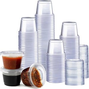 Vasos de Plástico Ecológicos para Salsas con Tapa, en Tamaños de 1/1.5/2 onzas, 3.25 onzas, 4 onzas y 5.5 onzas, Ideales para Porciones Pequeñas - Product Image 1