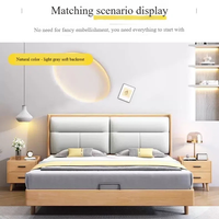 Lit double en bois massif rembourré de style nordique, cadre de lit en bois massif extra large, mobilier de chambre moderne et minimaliste