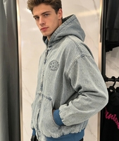 Veste de travail ample en toile de canard épaisse avec logo personnalisé pour hommes, style vintage délavé, fermeture éclair, inspirée des vestes de travail de Detroit