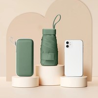 Mini parapluie de poche-Pare-soleil manuel à 5 plis avec pochette à fermeture éclair, protection contre le soleil et la pluie, idéal pour les cadeaux, idéal pour la publicité