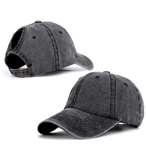 Pure Color Light Board Solid Color Dad Hat Femmes Distressed Cotton Ponytail Cap Mens Baseball Cap - Product Image 5