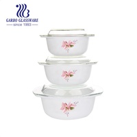 Vaisselle en verre opale en gros, décoration antique personnalisée, assiette en opale, service de table de luxe résistant à la chaleur, verre opale trempé 3 pièces