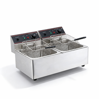 Friteuse électrique double cylindre de qualité commerciale 6L+6L, en acier inoxydable, puissance double 2,5KW pour la restauration rapide