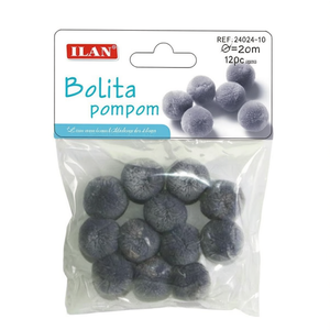 Pompon en laine Ilan 2,0 cm gris pour décorations artisanales - Product Image 2