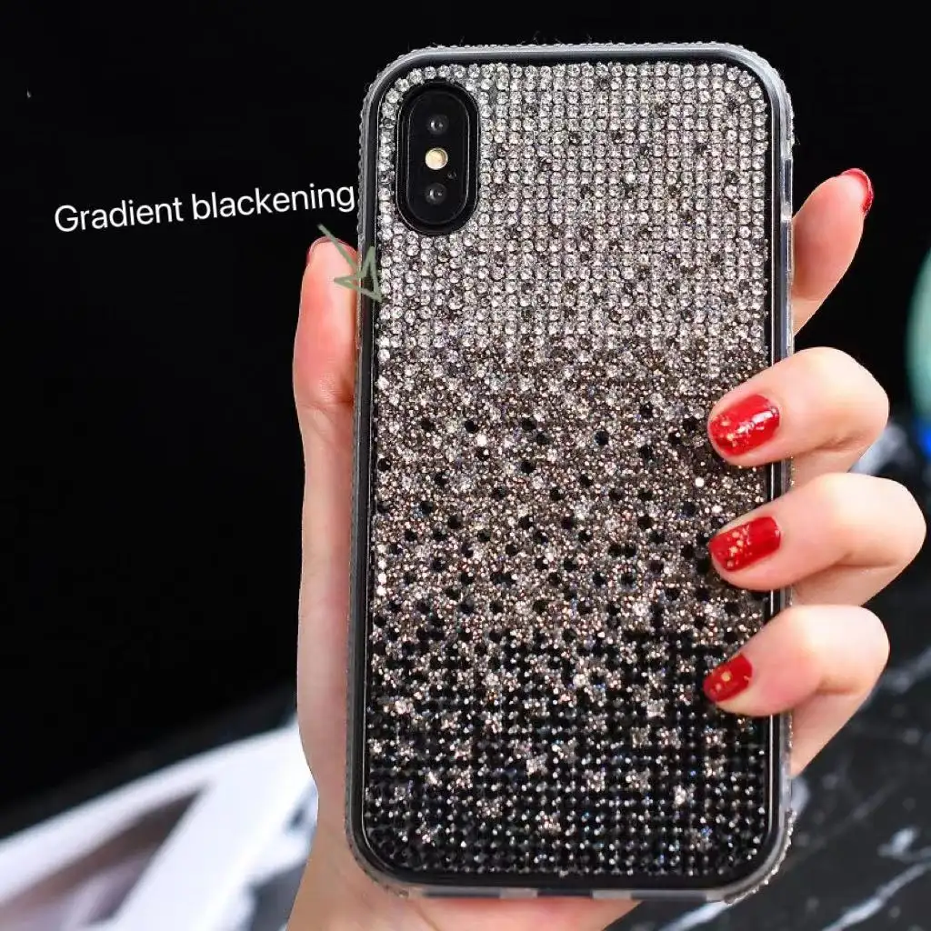 Antiman Luxury Diamond Phone Cases with gradient color For iphone xs max TPU Cover Bling Mobile Phone Case For iphone 12 pro