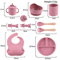 Service OEM et ODM, prix de gros d'usine, conception personnalisée, ensemble de vaisselle en silicone pour enfants, plusieurs styles et couleurs acceptables