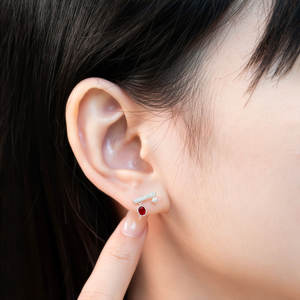 Proveedor de Hong Kong, Joyería Fina al por Mayor, Aretes de Oro Blanco Sólido de 18K con Rubí Natural y Diamantes, Regalo para Mujer - Product Image 5