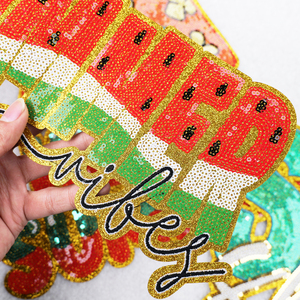 2025 bãi biển Logo Bow Mới Mùa Hè kỳ nghỉ thiết kế dễ thương sắt-on chữ quần áo sequin thư vá tùy chỉnh thêu - Product Image 5