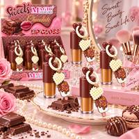 Porte-clés Crème Glacée au Chocolat, Huile à Lèvres Hydratante, Gloss à Lèvres, Boîte de Présentation 12 Pièces, Vente en Gros, OEM