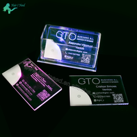 Cartes de visite personnalisées en acrylique transparent 3D avec impression gravée au laser, éclairage LED lumineux, 7 couleurs