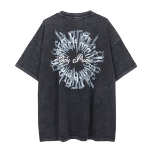 T-shirt Homme Personnalisé Nouvelle Collection Été Manches Courtes Style Rétro Imprimé Coupe Classique 100% Coton Effet Délavé - Product Image 3