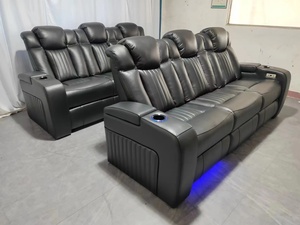 2024 מכירה חמה סט ספת כורסה מעור אמיתי ספה מודרנית ספה כוח כורסה ספת קולנוע ביתי עם מחזיק כוסות ותיבת אחסון - Product Image 3