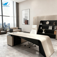 Bureau de direction en bois peint sur mesure de luxe moderne en forme de L pour le bureau du patron