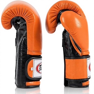 Guantes de Boxeo Muay Thai Fairtex de Alta Calidad, de Cuero Vacuno Auténtico Color Naranja, para Adultos, con Cierre de Gancho y Bucle, Dedos Completos, Transpirables y que Absorben la Humedad - Product Image 3