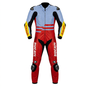 Combinaison de moto Rucati Premium Leather MotoCP Racing 1 pièce, équipement de conduite avec bosse niveau 2 CE, sur mesure - Product Image 1