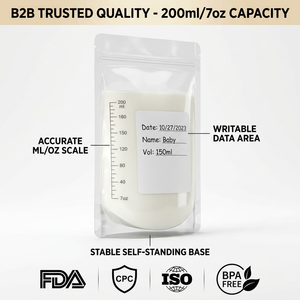 Thermosensor BPA-freier Standbeutel für Muttermilch 8oz/240ml für Stillende Mütter Leicht zu Öffnender Ausgießer Lebensmittelecht mit Reißverschluss - Product Image 4