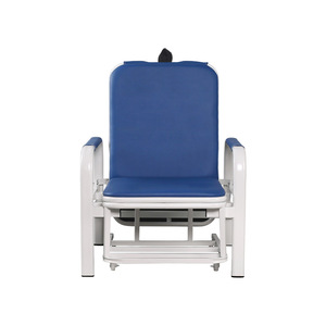 Silla de Acompañante para Hospital, Reclinable, Plegable, Metálica Azul, Portátil, para Pacientes, Uso con Suero Intravenoso - Product Image 4